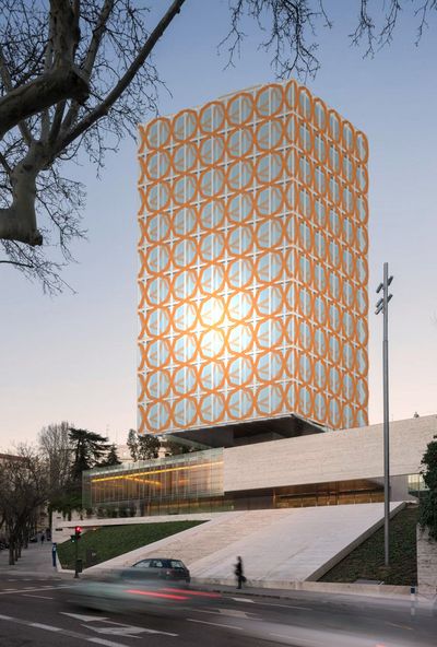 Portrait view of the Castelar building facade